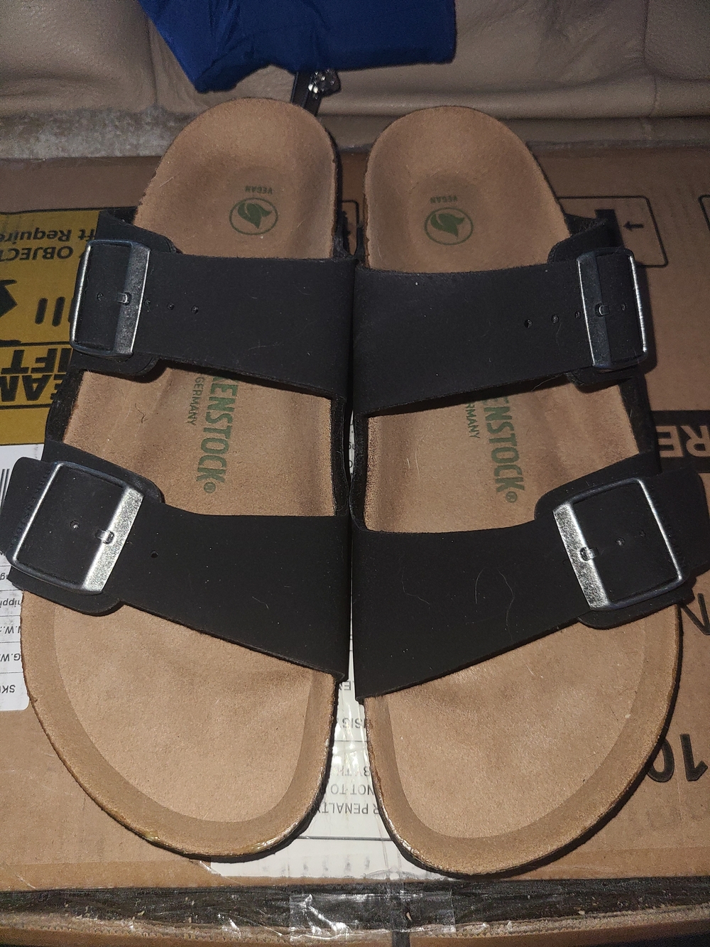 Birkenstock Vegan Arizona Two-Strap Black Sandals
